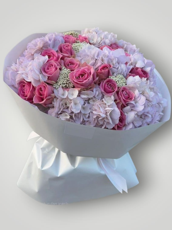  Bodrum Send Flowers - Pink Hydrangea Rose Bouquet