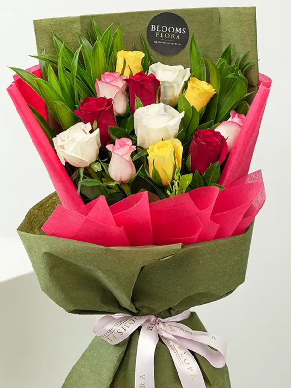  Bodrum Flowers - 12 Colored Rose Bouquet